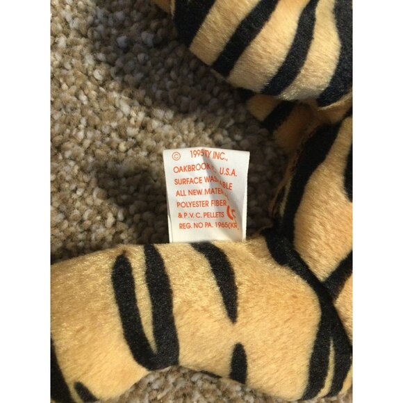 VINTAGE * TY BeanieBaby Plush - 1995 STRIPES Tiger - Picture 7 of 9